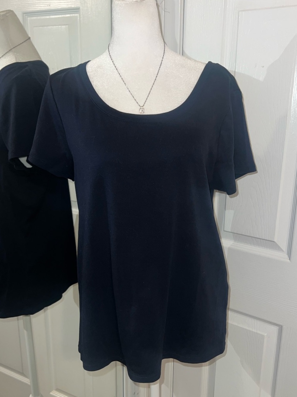 J. Jill Navy Pima Scoop Neck Short Sleeve Tee